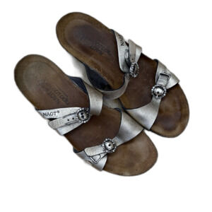 Naot Women's EU 38 (US 7-7.5) Gold Slide Israel Cork Footbed Sandals